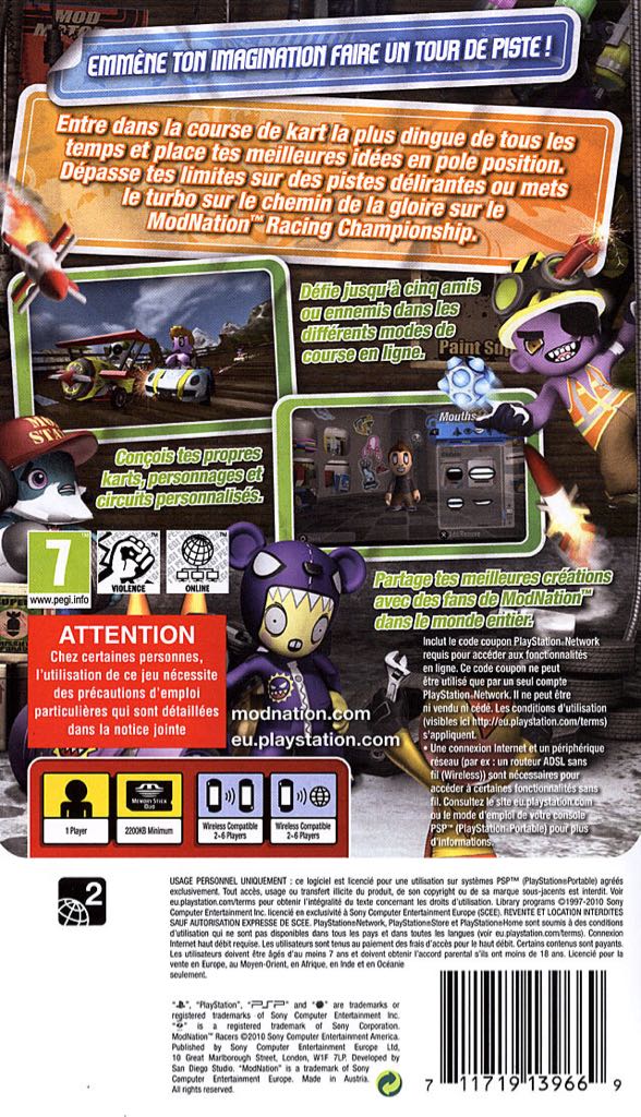 ModNation: Racers - Sony PlayStation Portable (PSP) (Sony Computer Entertainment - 4) video game collectible [Barcode 711719139263] - Main Image 2