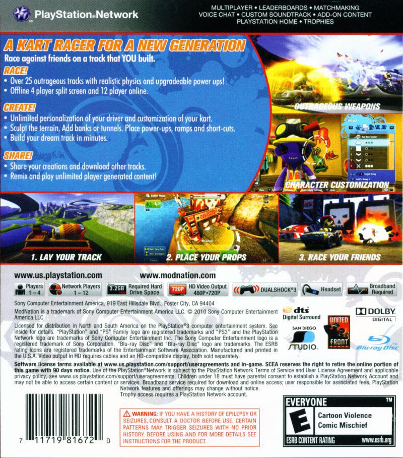 ModNation Racers - Sony PlayStation 3 (PS3) (San Diego Studio - 4) video game collectible [Barcode 711719165088] - Main Image 2