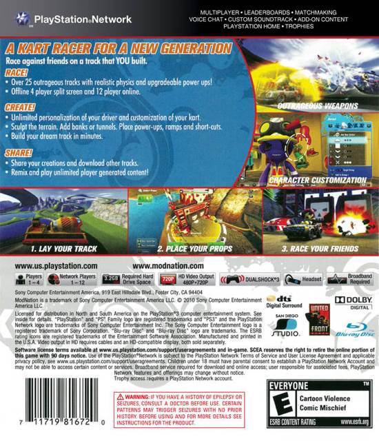 ModNation Racers - Sony PlayStation 3 (PS3) (Sony Computer Entertainment - 12) video game collectible [Barcode 711719816720] - Main Image 2