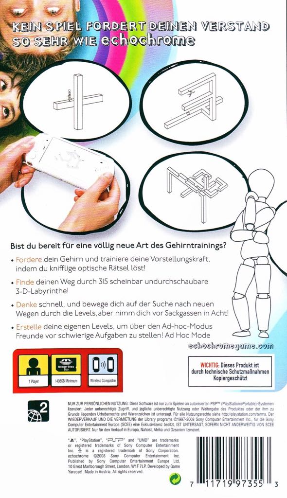 Echochrome - Sony PlayStation Portable (PSP) (SCEA - 1) video game collectible [Barcode 711719973553] - Main Image 2