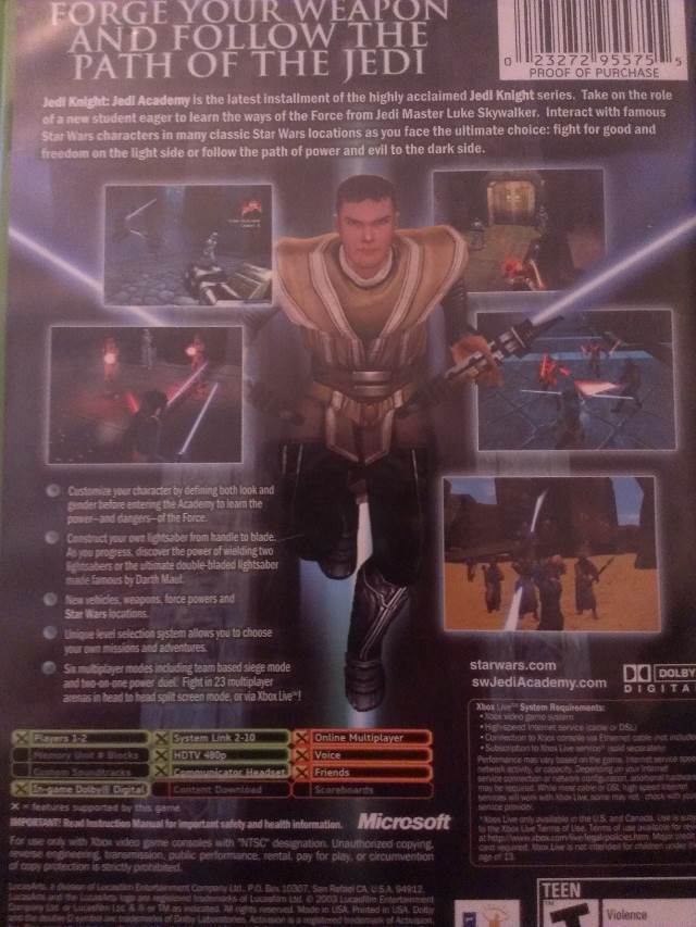Star Wars Jedi Knight: Jedi Academy - Microsoft Xbox (LucasArts) video game collectible - Main Image 2