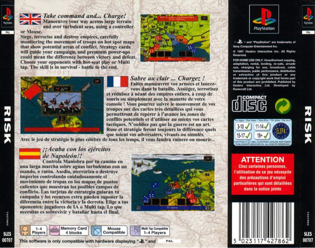 Risk - Sony PlayStation (Hasbro Interactive - 1-4) video game collectible [Barcode 5023117427862] - Main Image 2