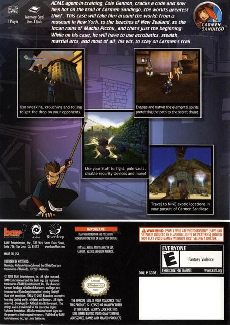Carmen Sandiego: the Secret of the Stolen Drums - Nintendo GameCube (Bam! Entertainment - 1) video game collectible - Main Image 2