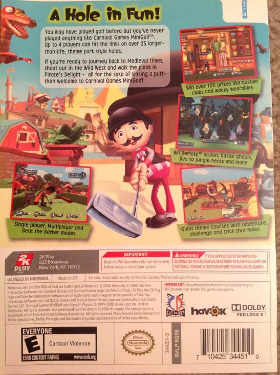Carnival Games Mini Golf - Nintendo Wii (2K - 4) video game collectible [Barcode 710425344510] - Main Image 2