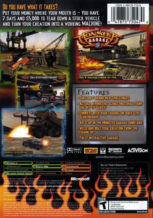 Monster Garage - Microsoft Xbox (Active Gaming Media - 1) video game collectible [Barcode 047875750470] - Main Image 2