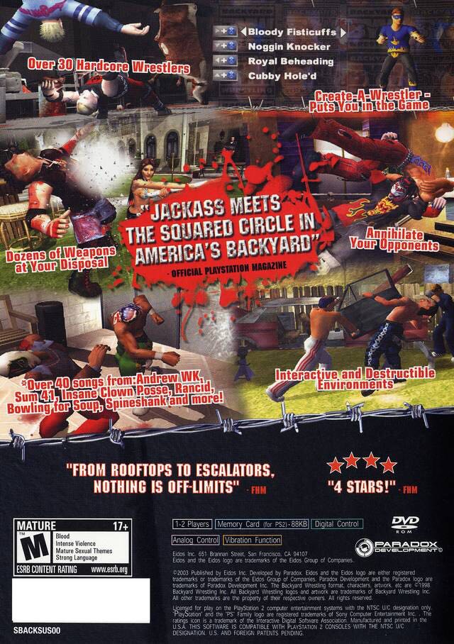 Backyard Wrestling: Dont Try This At Home - Sony PlayStation 2 (PS2) (Eidos Enteractive - 1-2) video game collectible [Barcode 5032921019248] - Main Image 2