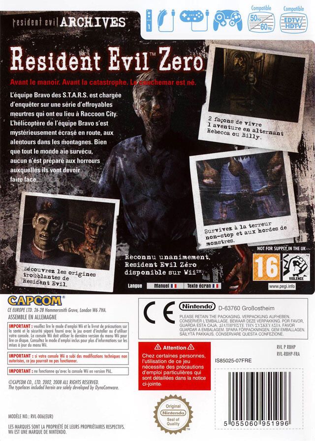 Resident Evil Archives: Resident Evil Zero - Nintendo Wii (Capcom - 1) video game collectible [Barcode 5055060951996] - Main Image 2