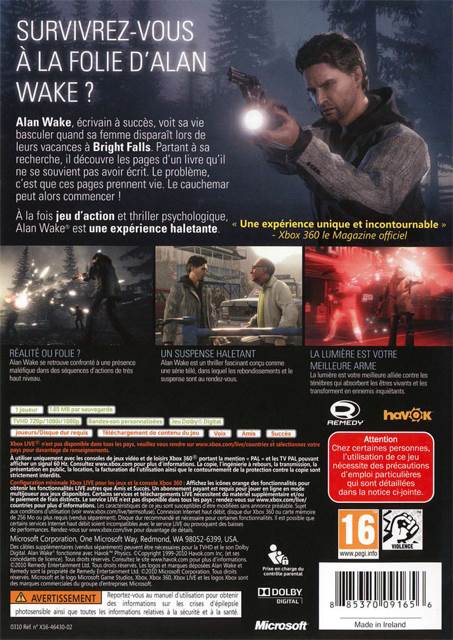 Alan Wake - Microsoft Xbox 360 (Microsoft Game Studios - 1) video game collectible [Barcode 885370091656] - Main Image 2