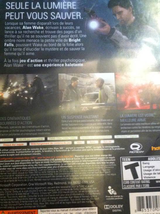 Alan Wake - Microsoft Xbox 360 (Microsoft Game Studio - 1) video game collectible - Main Image 2