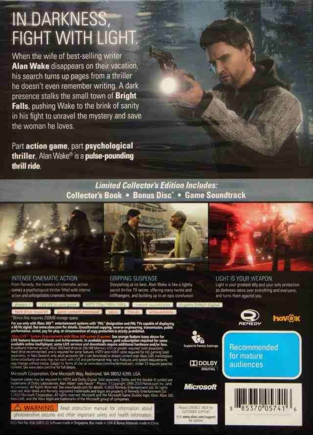 Alan Wake - Microsoft Xbox 360 (Nordic Games Publishing - 1) video game collectible - Main Image 2