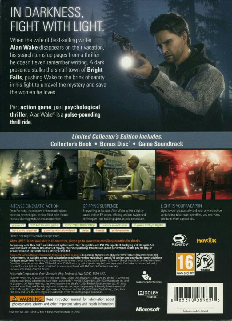 Alan Wake - Microsoft Xbox 360 (Microsoft Game Studios - 1) video game collectible - Main Image 2