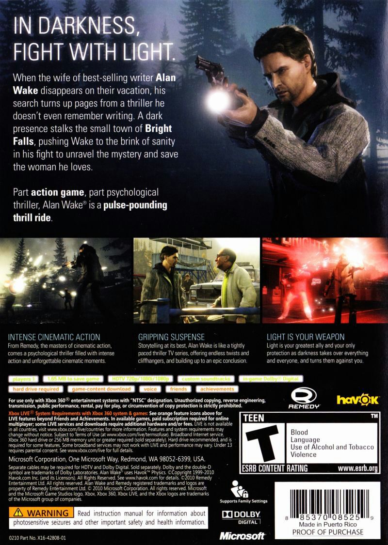 Alan Wake - Microsoft Xbox 360 (Microsoft) video game collectible - Main Image 2