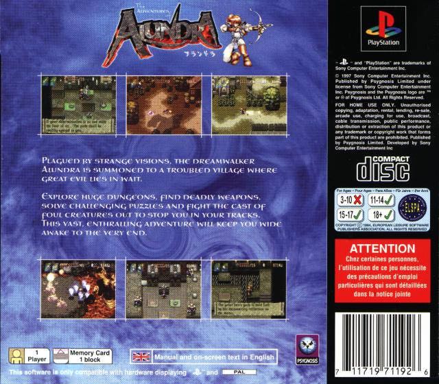 Adventures Of Alundra, The - Sony PlayStation (Psygnosis - 1) video game collectible [Barcode 711719712220] - Main Image 2