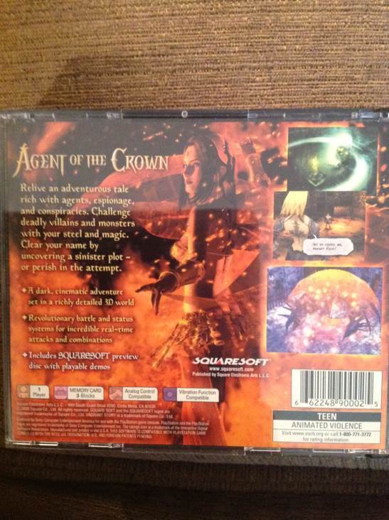 Vagrant Story - Sony PlayStation (SquareSoft - 1) video game collectible [Barcode 662248900025] - Main Image 2