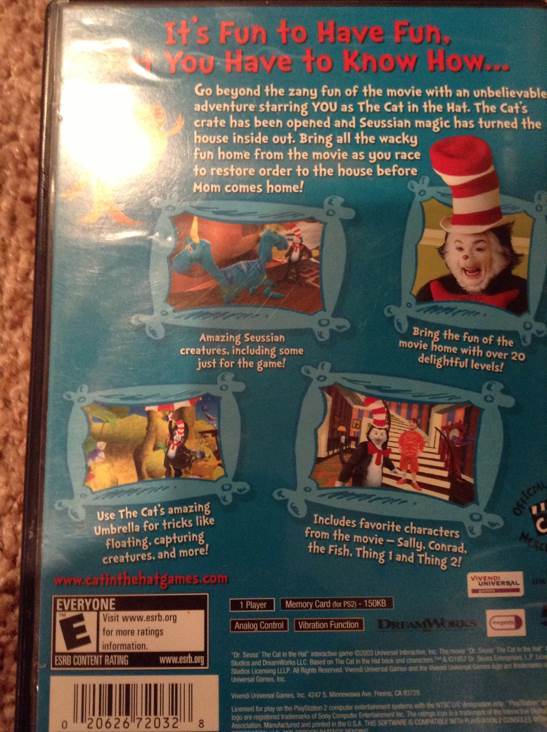Cat In the Hat - Sony PlayStation 2 (PS2) (Vivendi Universal - 1) video game collectible [Barcode 3348542187559] - Main Image 2