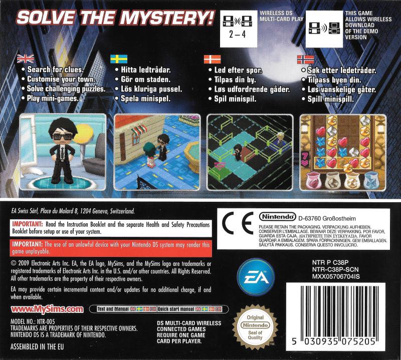 My Sims Agents - Nintendo DS ((EA) Electronic Arts - 1) video game collectible [Barcode 5030931075209] - Main Image 2
