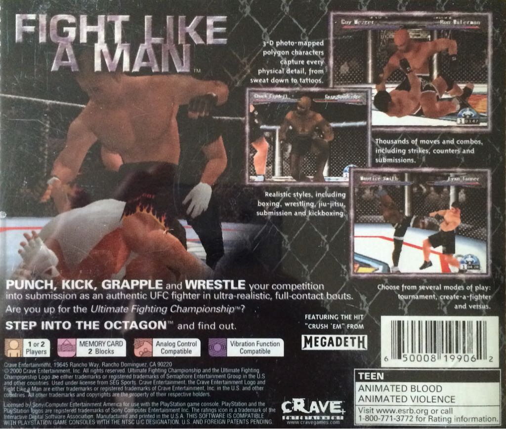 Ultimate Fighting Championship - Sony PlayStation (Crave Entertainment - 1) video game collectible [Barcode 650008199062] - Main Image 2