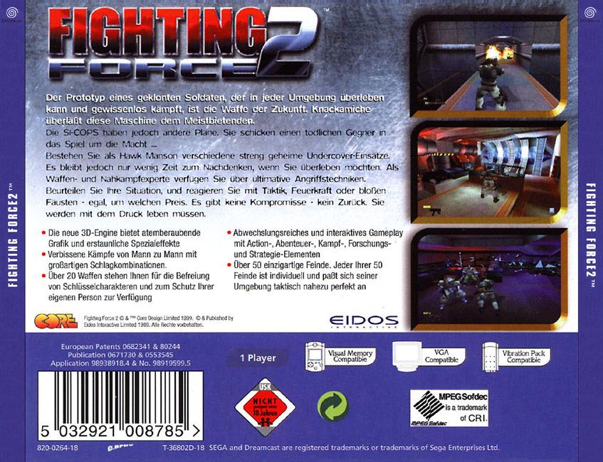 Fighting Force 2 - Sega Dreamcast (Eidos - 1) video game collectible [Barcode 5032921008914] - Main Image 2
