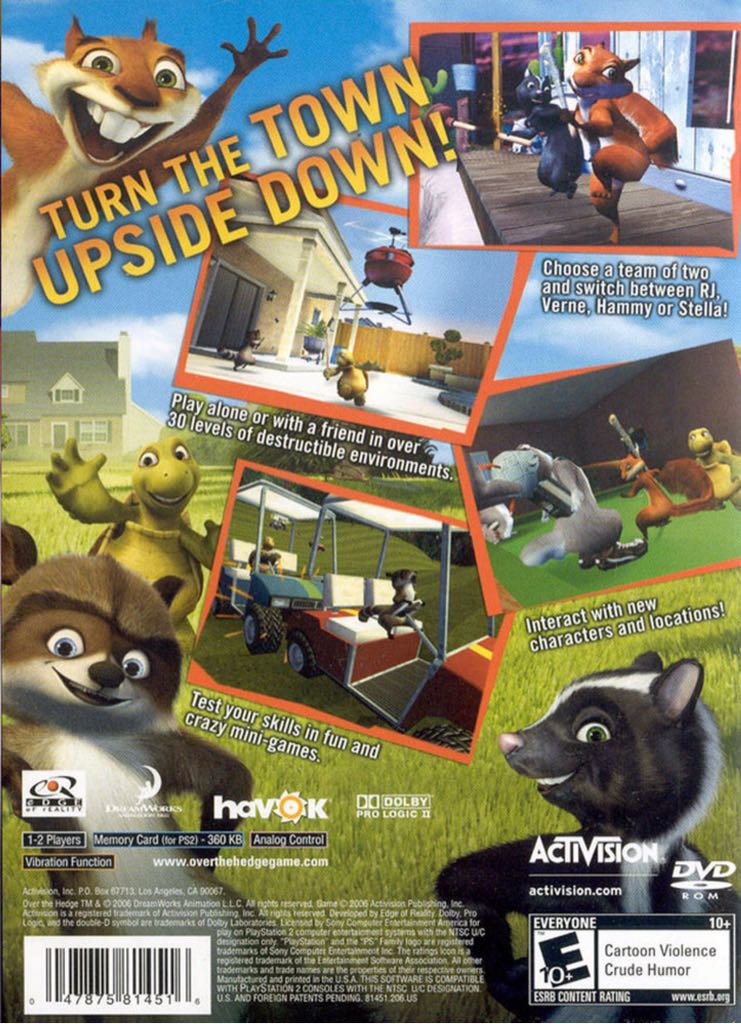 Over the Hedge - Sony PlayStation 2 (PS2) (Activision - 1-2) video game collectible [Barcode 047875815315] - Main Image 2