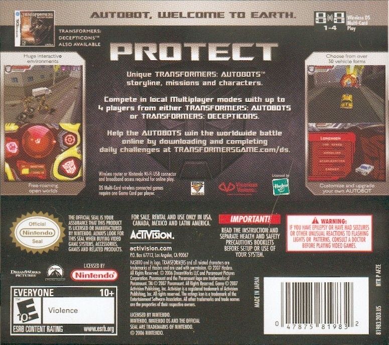 Transformers: Autobots - Nintendo DS (Activision - 1-4) video game collectible [Barcode 530917044632] - Main Image 2