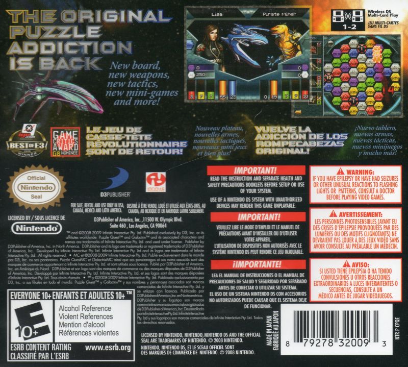 Puzzle Quest: Galactrix - Nintendo DS (D3 Publisher - 2) video game collectible [Barcode 879278320093] - Main Image 2