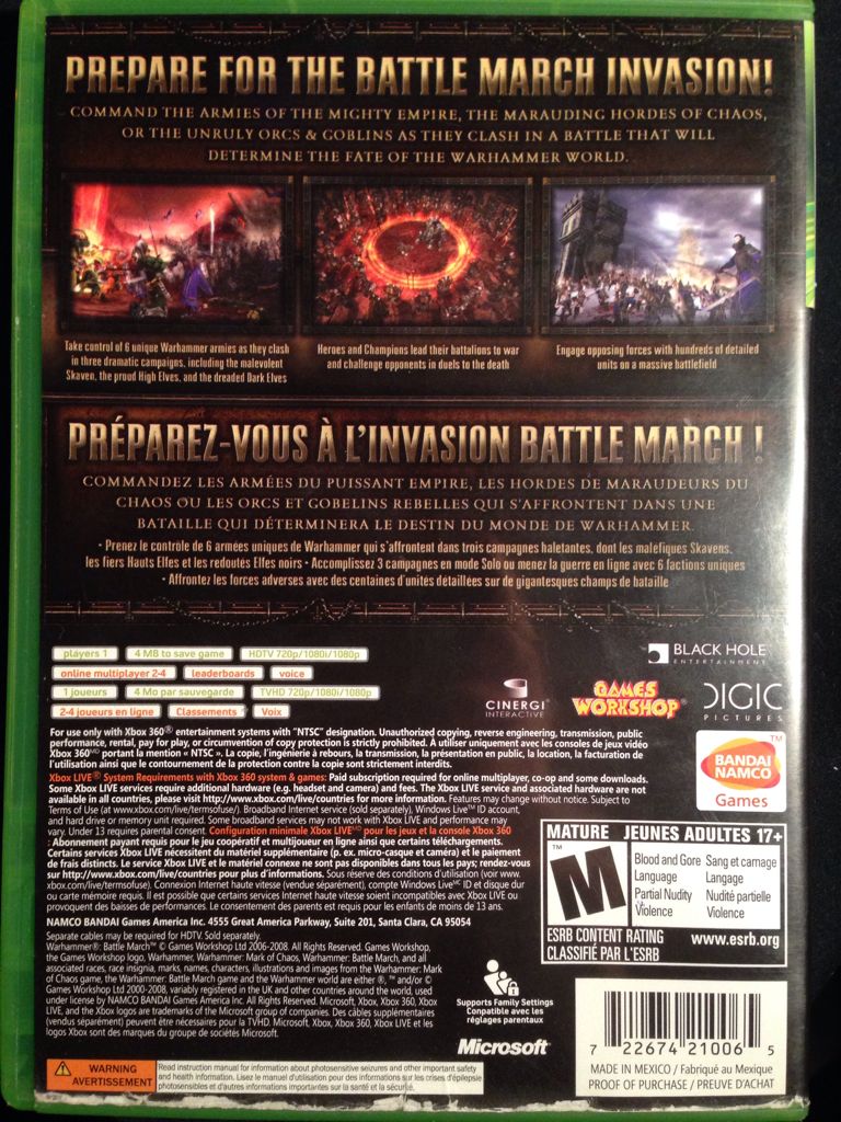 Warhammer: Battle March - Microsoft Xbox 360 (Namco Bandai Games - 1) video game collectible [Barcode 722674210065] - Main Image 2