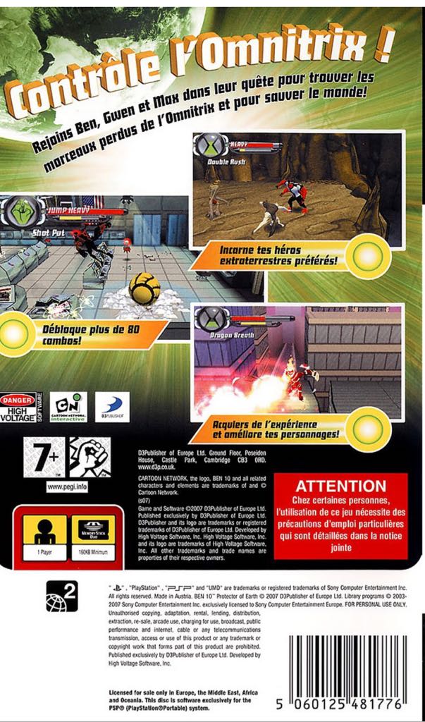 Ben 10 Protector Of Earth - Sony PlayStation Portable (PSP) (D3 Publisher - 1) video game collectible [Barcode 5060125481769] - Main Image 2