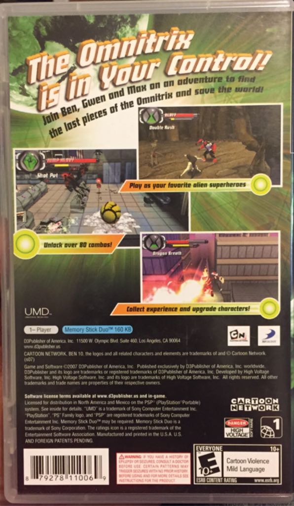 Ben 10: Protector of Earth - Sony PlayStation Portable (PSP) (D3 Publisher - 1) video game collectible [Barcode 879278110069] - Main Image 2