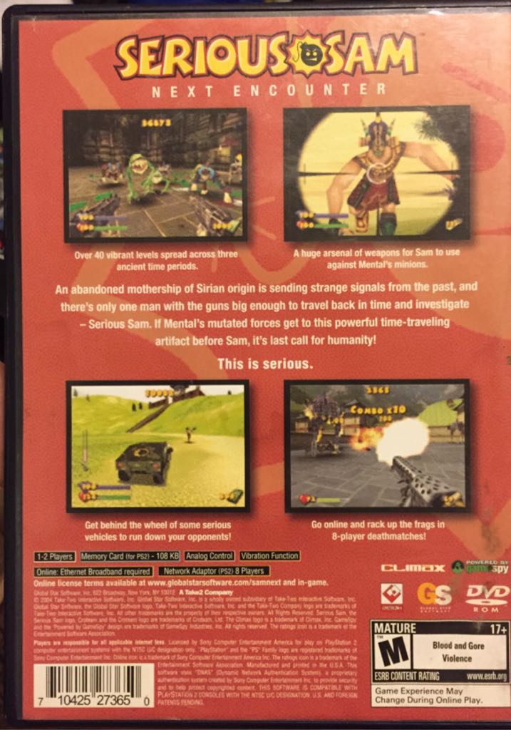 Serious Sam: Next Encounter - Sony PlayStation 2 (PS2) (Globalstar - 1) video game collectible [Barcode 710425273650] - Main Image 2