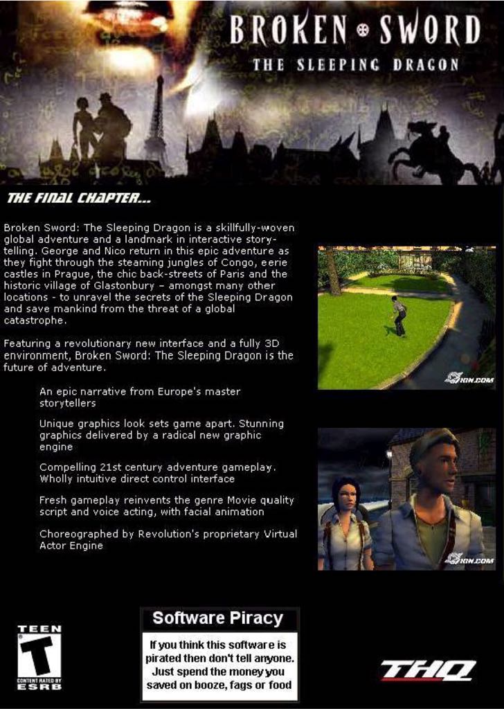 Broken Sword: The Sleeping Dragon - Sony PlayStation 2 (PS2) (THQ) video game collectible [Barcode 4005209061575] - Main Image 2