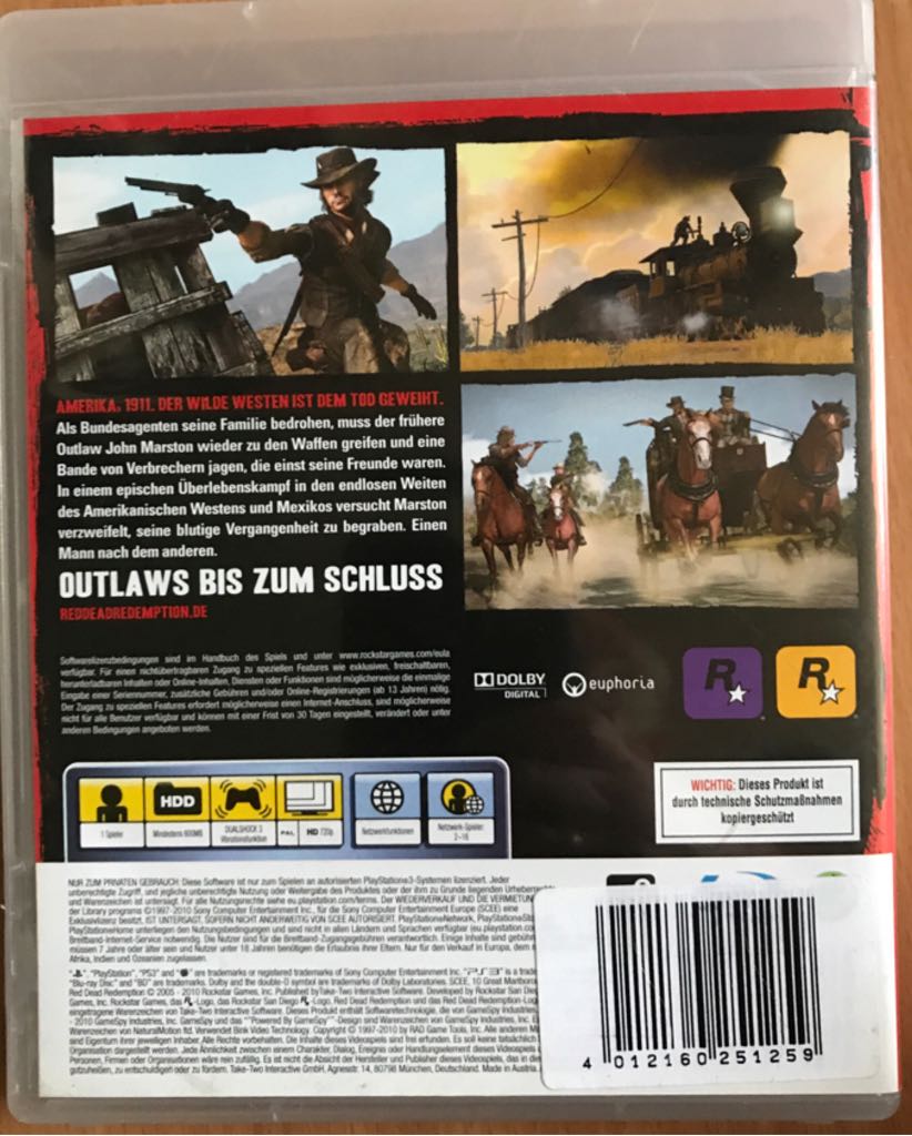 (2010) Red Dead Redemption - Sony PlayStation 3 (PS3) video game collectible [Barcode 4012160251259] - Main Image 2