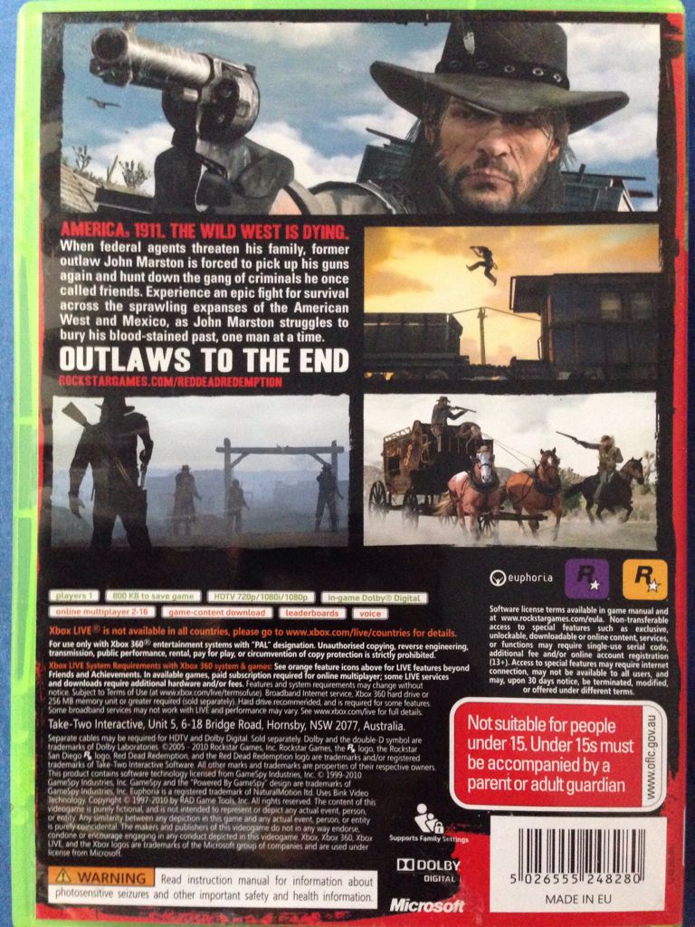 Red Dead Redemption - Microsoft Xbox 360 (Rockstar Games - 1) video game collectible [Barcode 5026555248280] - Main Image 2