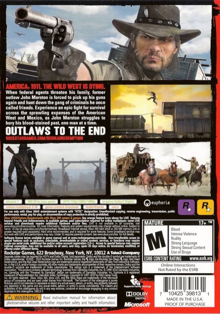 Red Dead Redemption - Microsoft Xbox 360 (Rockstar Games - 1) video game collectible [Barcode 5026555254496] - Main Image 2