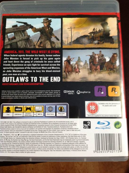 Red Dead Redemption - Sony PlayStation 3 (PS3) (Rockstar Games - 1) video game collectible [Barcode 5026555401739] - Main Image 2