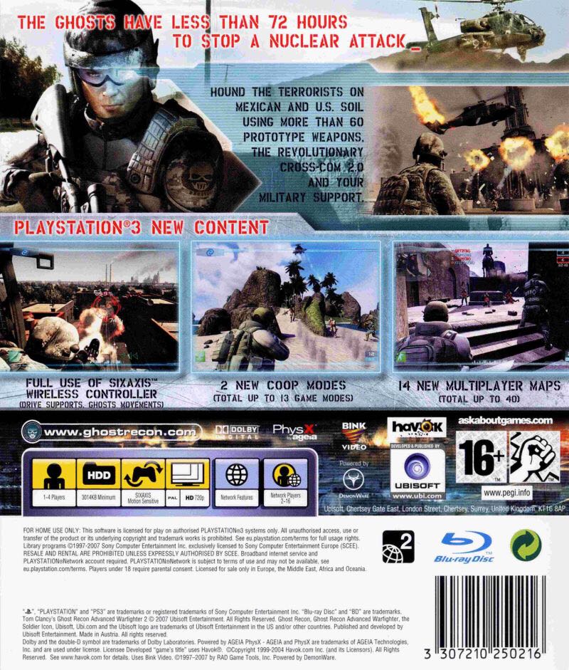 Tom Clancys Ghost Recon Advanced Warfighter 2 - Sony PlayStation 3 (PS3) (Ubisoft - 2) video game collectible [Barcode 4948872960229] - Main Image 2