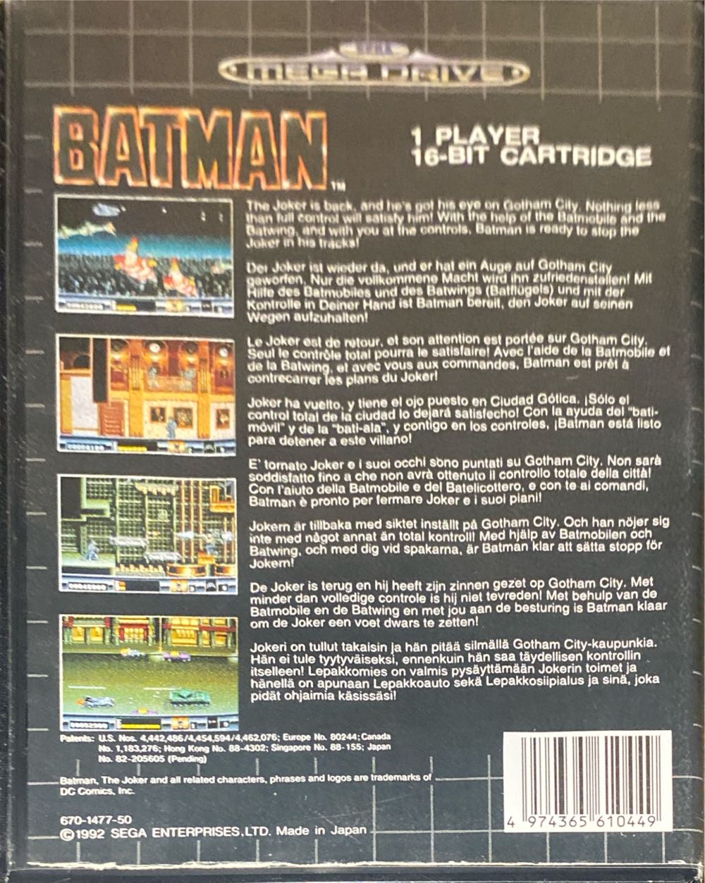 Batman  - Sega Mega Drive (Sega - 1) video game collectible - Main Image 2