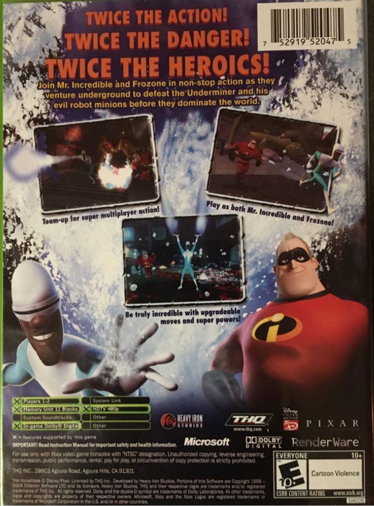 The Incredibles Rise Of The Undermined - Microsoft Xbox (THQ - 1-2) video game collectible [Barcode 752919520475] - Main Image 2
