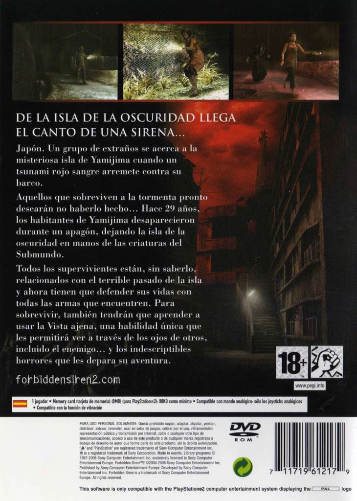 Forbidden Siren 2 - Sony PlayStation 2 (PS2) (Sony Comptuter Entertainment - 1) video game collectible [Barcode 711719612179] - Main Image 2