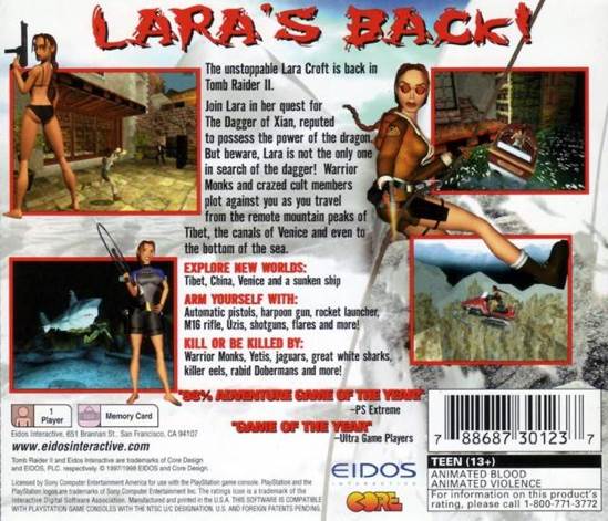Tomb Raider II - Sony PlayStation (Eidos Interactive - 1) video game collectible [Barcode 788687301237] - Main Image 2