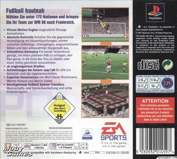 FIFA : Road To World Cup 98 - Sony PlayStation (2) video game collectible [Barcode 5030945014591] - Main Image 2