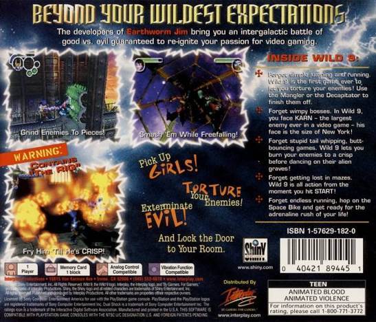 Wild 9 - Sony PlayStation (Interplay Entertainment - 1) video game collectible [Barcode 040421894451] - Main Image 2