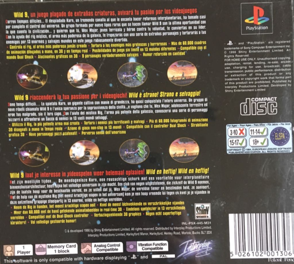 Wild 9 - Sony PlayStation (1) video game collectible [Barcode 5026102001306] - Main Image 2