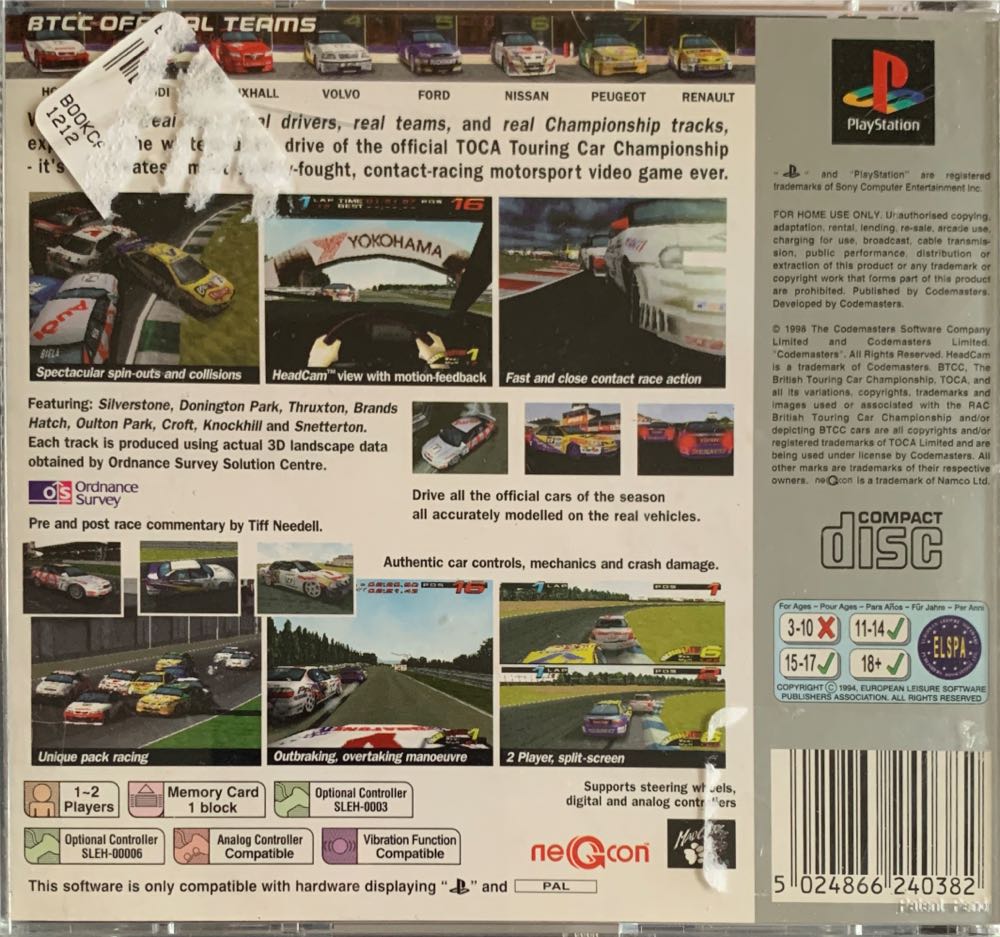 TOCA Touring Car Championship - Sony PlayStation (3DO - 2) video game collectible [Barcode 5024866240382] - Main Image 2