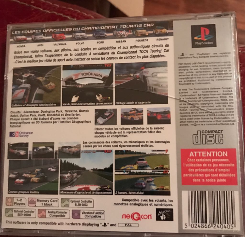 TOCA Touring Car Championship Platinium - Sony PlayStation video game collectible [Barcode 5024866240405] - Main Image 2
