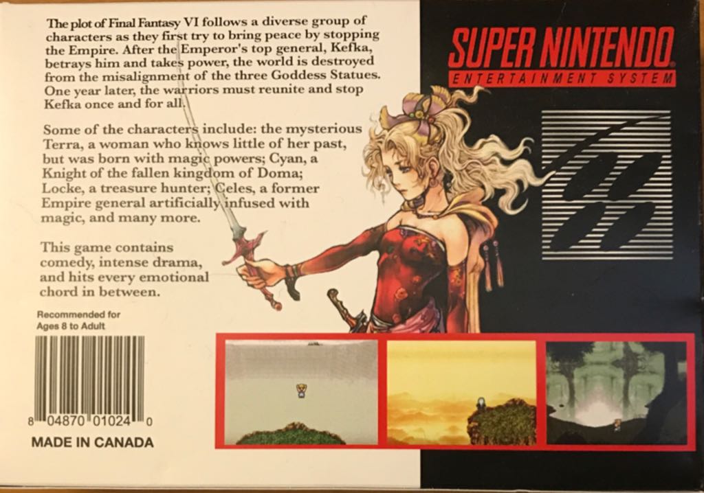 Final Fantasy VI - Nintendo Super Nintendo Entertainment System (SNES) (Square) video game collectible [Barcode 804870010240] - Main Image 2