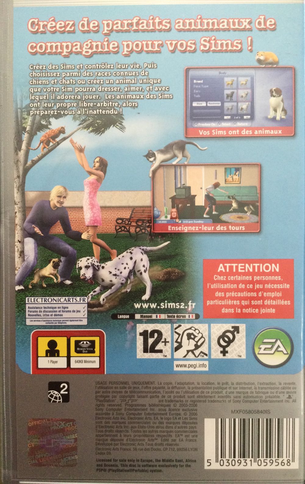 Les Sims 2 Animaux and Cie - Sony PlayStation Portable (PSP) video game collectible [Barcode 5030931059568] - Main Image 2