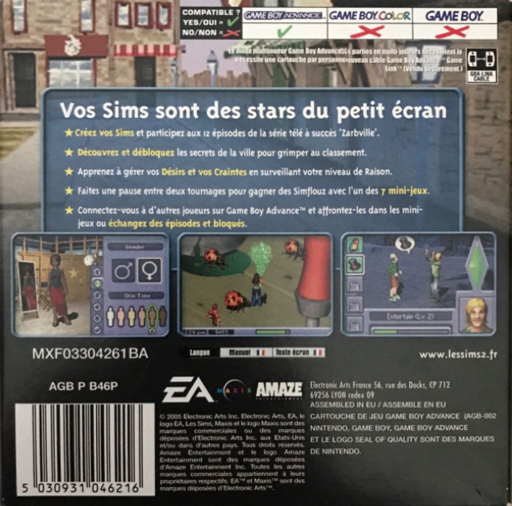 Les Sims 2 - Nintendo Game Boy Advance (GBA) (Electronic Arts) video game collectible [Barcode 5030931046216] - Main Image 2