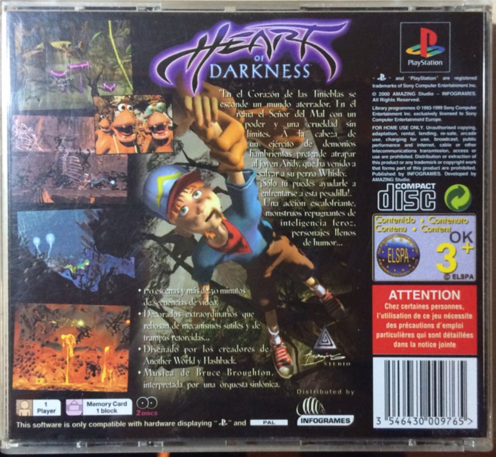 Heart of Darkness - Sony PlayStation (1) video game collectible [Barcode 3546430009765] - Main Image 2