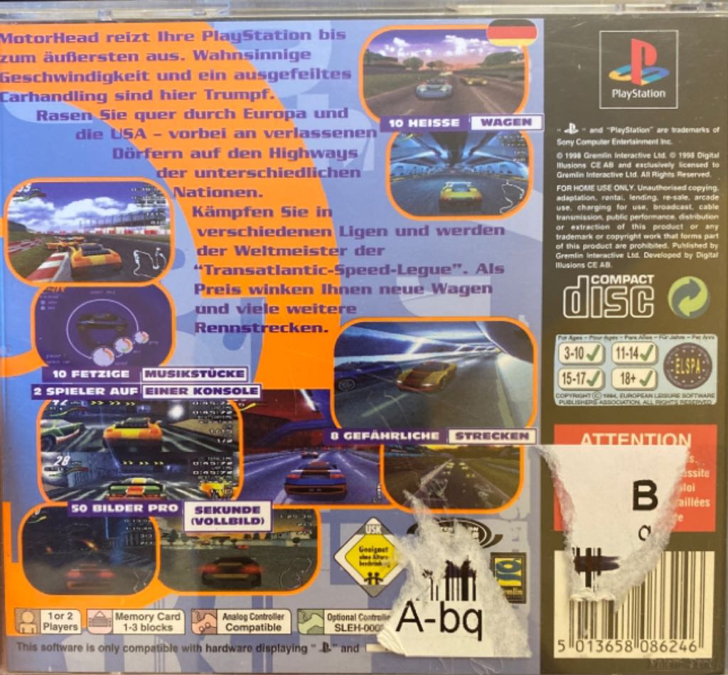 Motorhead - Sony PlayStation (Gremlin Interactive) video game collectible [Barcode 5013658086246] - Main Image 2