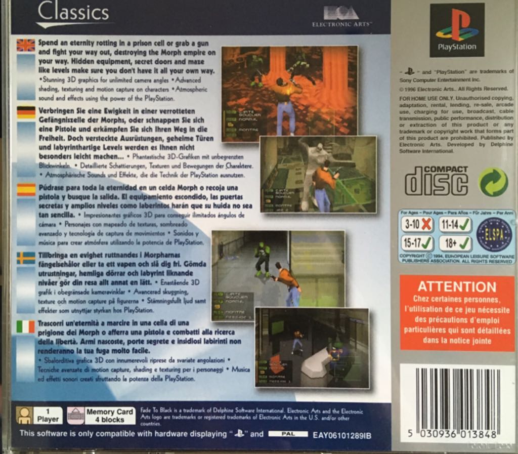 Fade to Black - Sony PlayStation video game collectible [Barcode 5030936013848] - Main Image 2